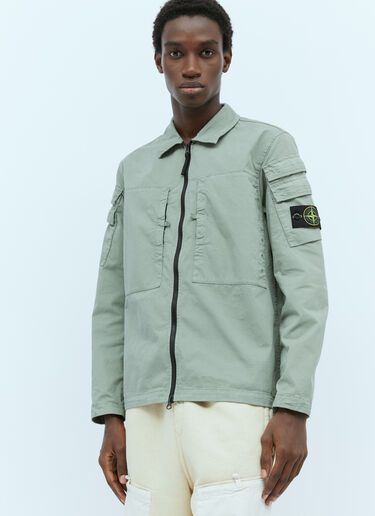Stone Island Logo Patch Overshirt Green sto0154040
