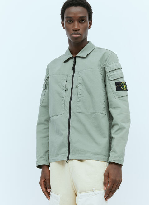 Stone Island Logo Patch Overshirt Green sto0154003