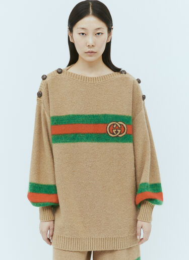Interlocking GG Wool Mohair Sweater Gucci Interlocking GG Wool Mohair Sweater Beige guc0253048