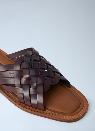 LN-CC® - Miu Miu: Woven Leather Sandals - Brown Miu Miu Woven Leather Sandals Brown miu0164042