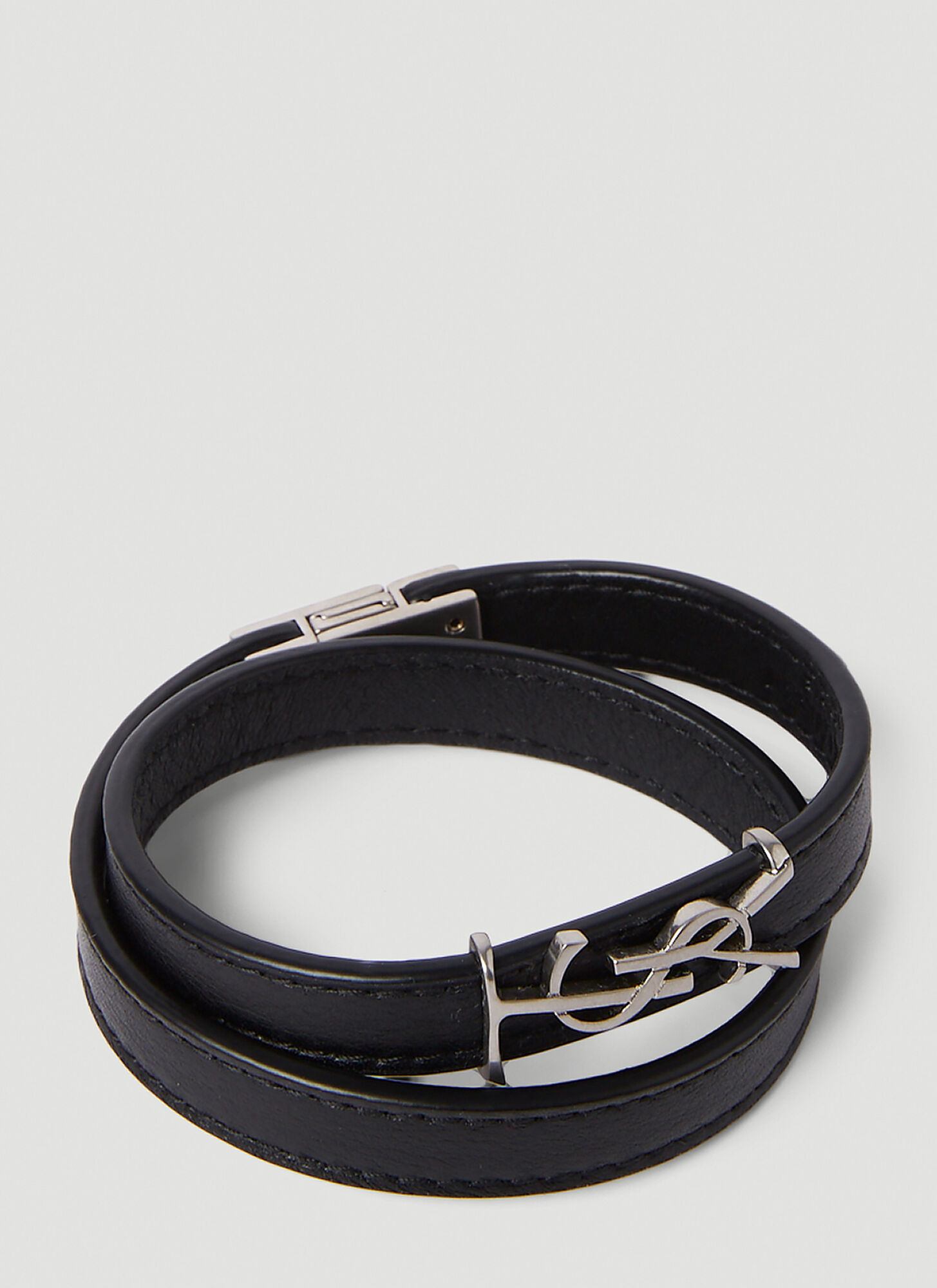Shop Saint Laurent Ysl Bracelet In Black