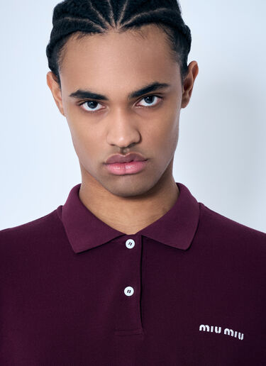 Miu Miu Logo Embroidery Polo Shirt Burgundy miu0159006
