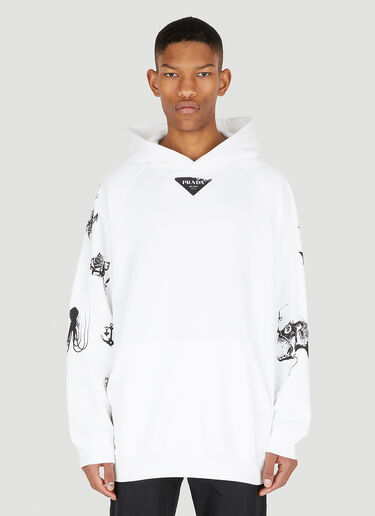 Prada Logo Graphic Hooded Sweatshirt White pra0148027