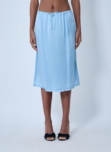 Prada Satin Midi Skirt Grey pra0263115