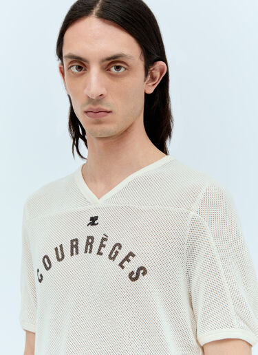 Courrèges Baseball Printed Mesh T-Shirt Cream cou0156008