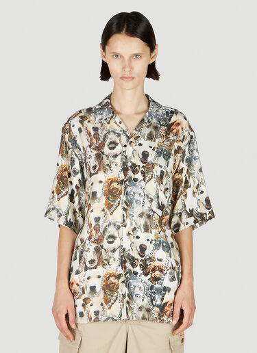 Martine Rose Dog Print Hawaiian Shirt White mtr0352003