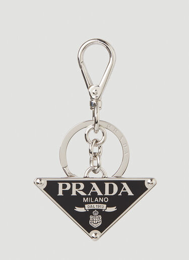 Prada Men's Triangle Logo Plaque Keyring in Black | LN-CC®