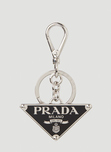 Prada Triangle Logo Plaque Keyring Black pra0149109