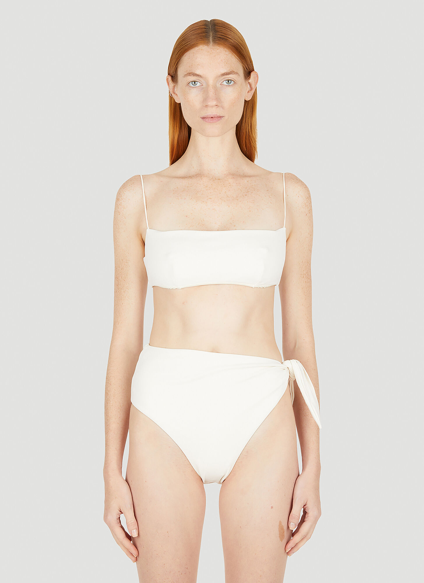 Ziah Bandeau Fine Strap Bikini Top Female White