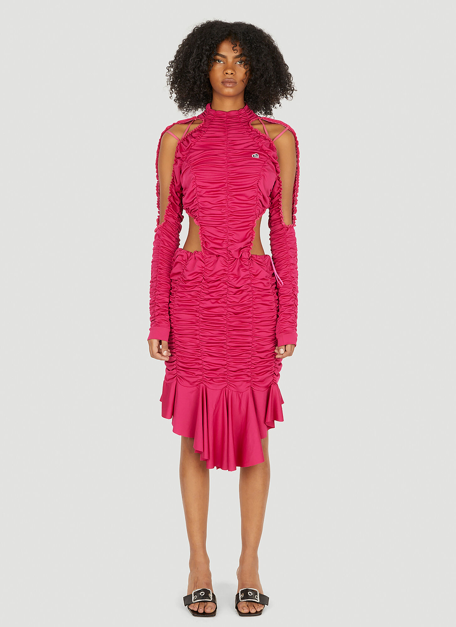 Shop Ester Manas Peephole Ruched Dress In Pink
