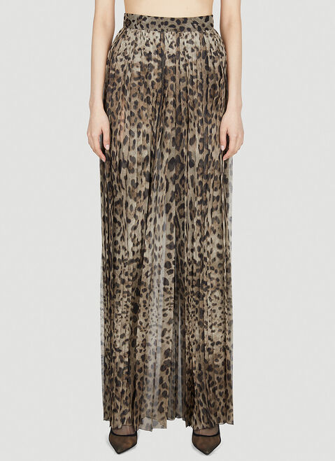 Sportmax Pleated Leopard Print Pants Brown spx0253007