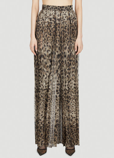 Dolce & Gabbana Pleated Leopard Print Pants Brown dol0251003