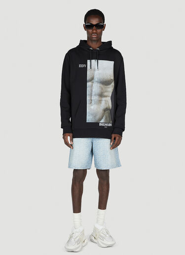 Balmain Statue Print Hooded Sweatshirt Black bln0152001