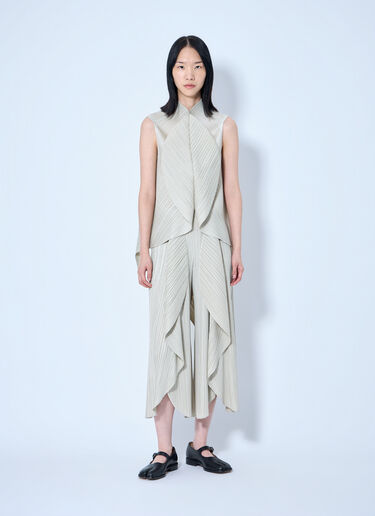 Pleats Please Issey Miyake Sleeveless Pleated Top Beige plp0264017
