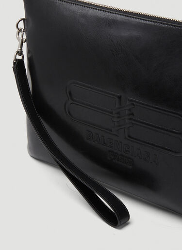 Balenciaga Jumbo Logo Embossed Flat Pouch Black bal0148069