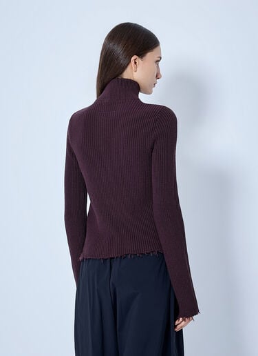 LN-CC® - MM6 Maison Margiela: Ribbed Zip-Up Knit Cardigan - Purple MM6 Maison Margiela Ribbed Zip-Up Knit Cardigan Purple mmm0265001