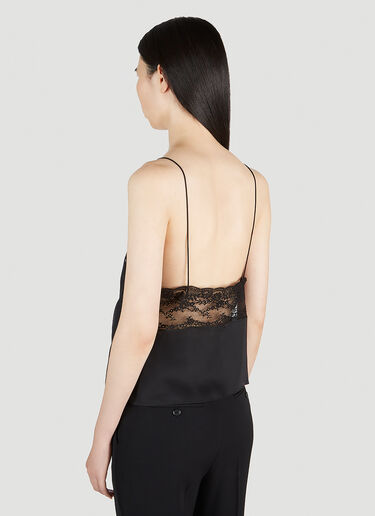 Black Lace-trim silk cami top, Saint Laurent