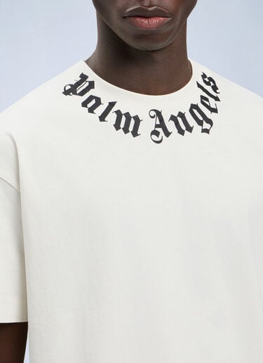 LN-CC® - Palm Angels: Neck Logo T-Shirt - White Palm Angels Neck Logo T-Shirt White pma0164086