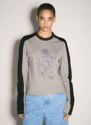 Martine Rose ロングスリーブシュリンクTシャツ グレー mtr0358009