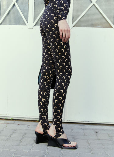 月亮图案再生平纹针织紧身裤 Marine Serre 月亮图案再生平纹针织紧身裤 黑色 mrs0254016