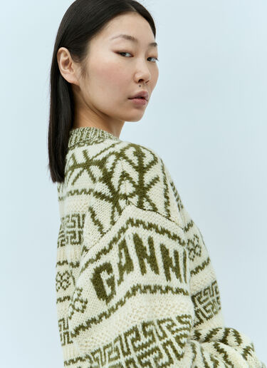 Logo Jacquard Wool Sweater GANNI Logo Jacquard Wool Sweater Beige gan0254037