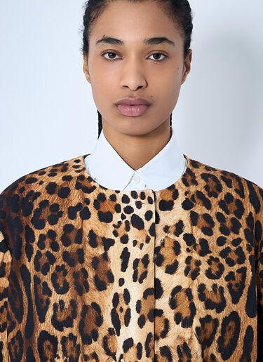 Prada Single-Breasted Leopard Print Drill Coat Brown pra0260066