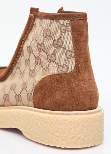 Gucci GG Canvas And Suede Lace-Up Boots Beige guc0155069