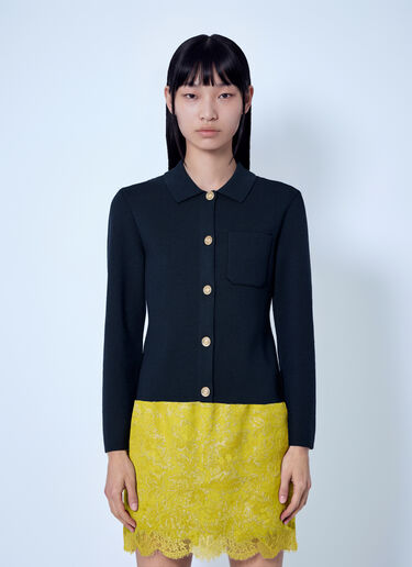 Saint Laurent Wool Polo Cardigan Black sla0265001