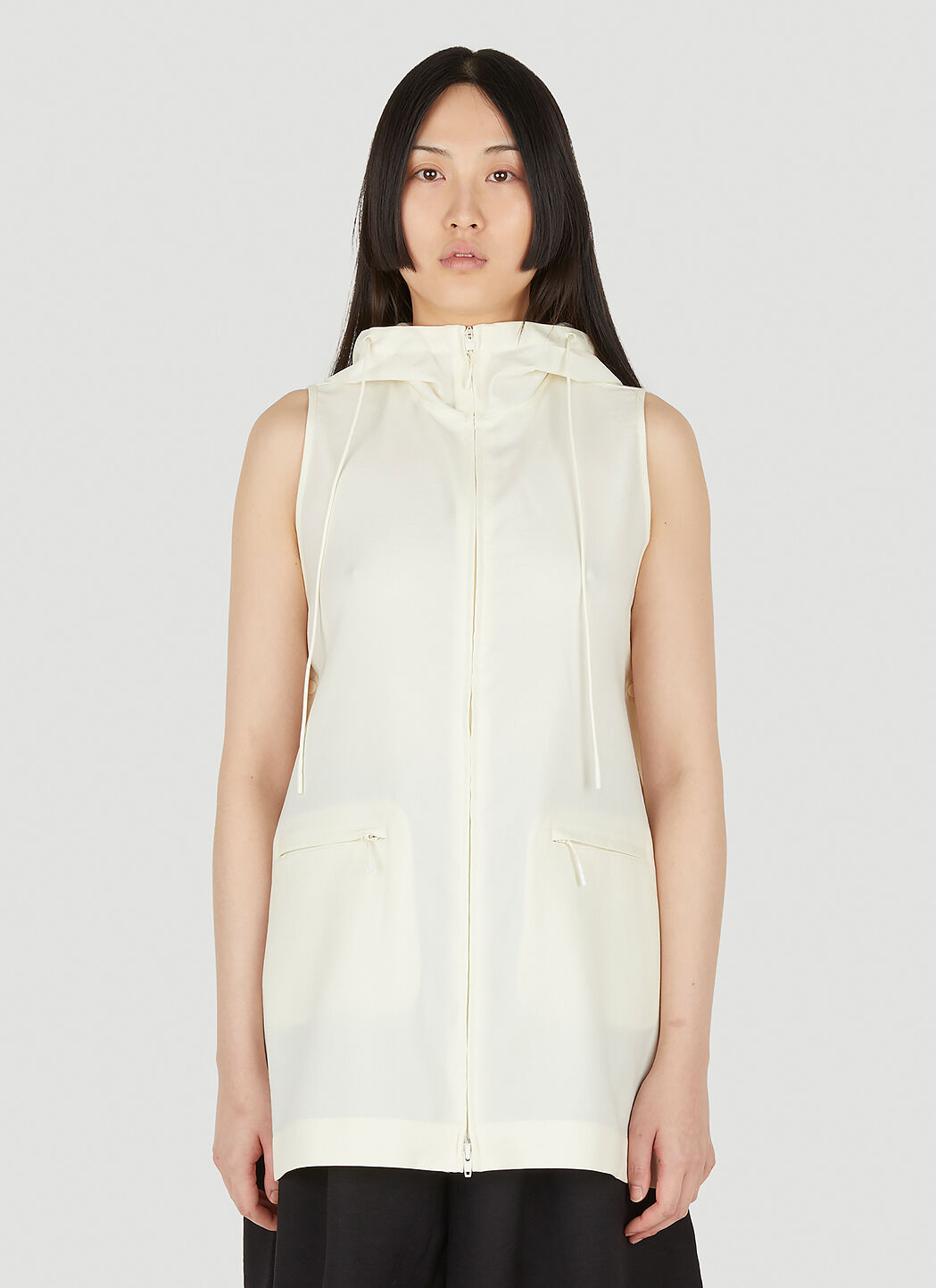 Y 3 Hooded Sleeveless Jacket in Cream LN CC