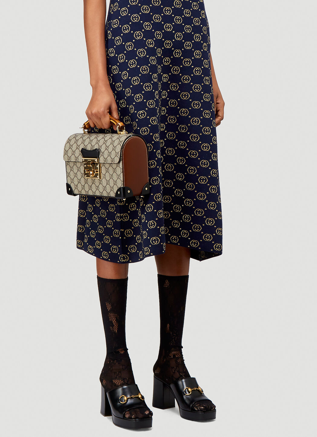 Gucci Padlock GG Small Bamboo Shoulder Bag in Brown LN CC