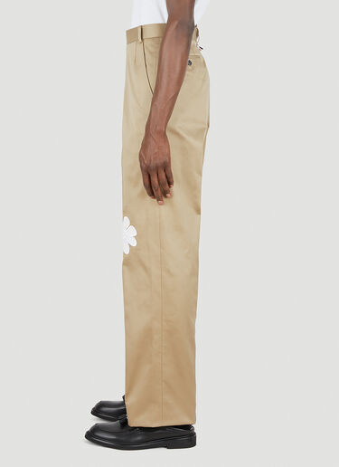 Thom Browne Floral Embroidered Tailored Pants  Beige thb0148003