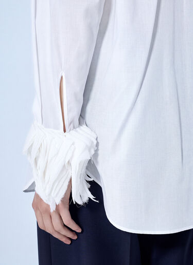 Jil Sander Cotton Shirt with Decoratively Finished Cuffs White jil0266003