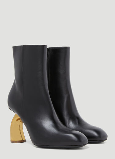 Dries Van Noten 그래픽 힐 가죽 부츠 블랙 dvn0253011