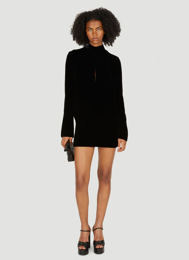Saint Laurent High Neck Velvet Dress Black sla0249019