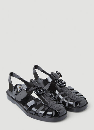 Gucci Double G Jelly Sandals Black guc0147084