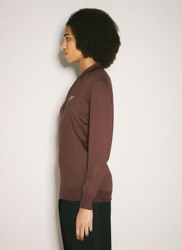 Prada Long-Sleeved Silk Polo Shirt Burgundy pra0258001