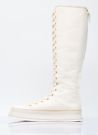 Max Mara Canvas Lace-Up Boots White max0255037