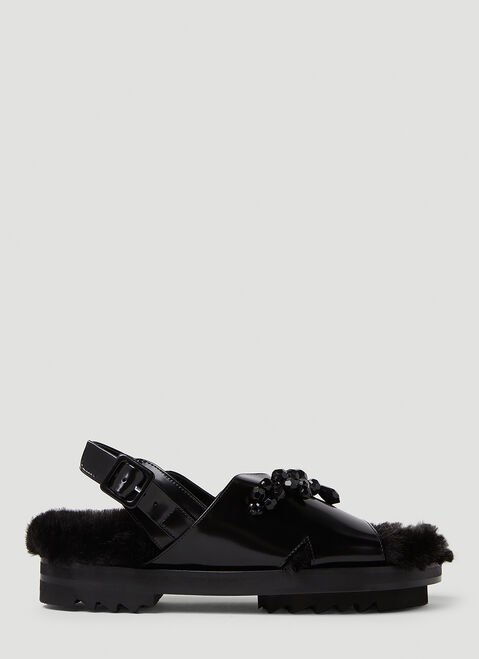 Simone Rocha Low Trek Faux Fur Sandals Blue sra0250011