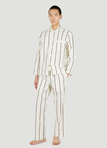 Tekla Striped Classic Pyjama Shirt White tek0351022