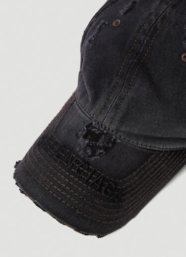 Balenciaga Distressed Denim Baseball Cap Black bal0250038