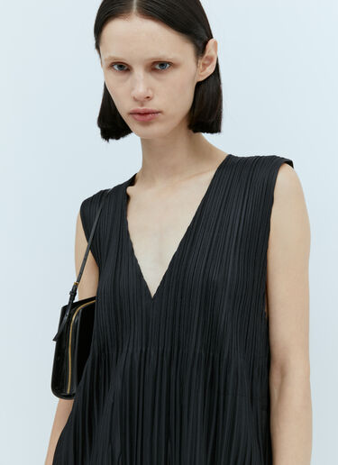 Pleats Please Issey Miyake V Neck Pleated Dress Black plp0254005