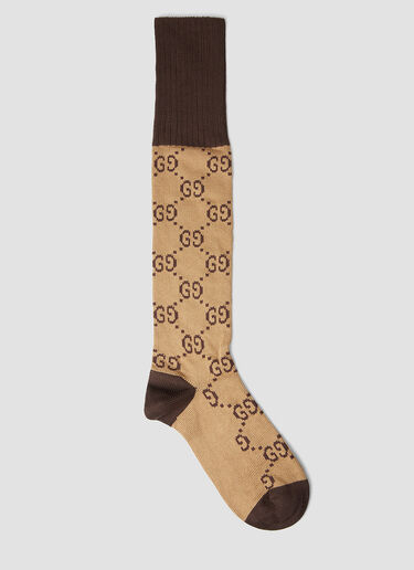 Gucci Interlocking G Socks Brown guc0130041