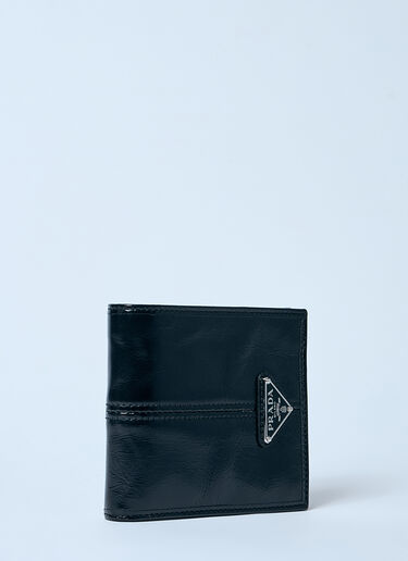 Prada Logo Plaque Leather Wallet Black pra0159044