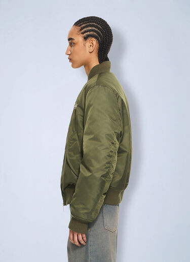 LN-CC® - Off-White: Off-White Embroidered Nylon Bomber Jacket - Beige Off-White Off-White Embroidered Nylon Bomber Jacket Beige ofw0264059