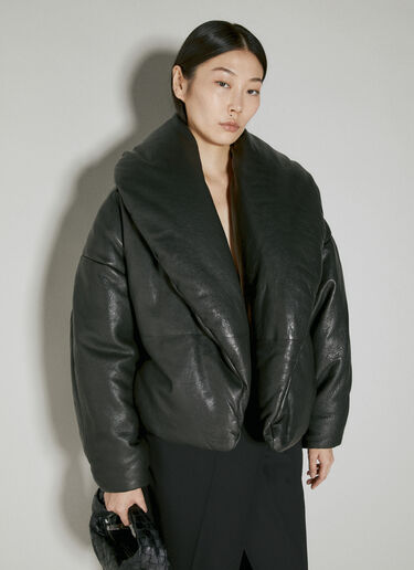 Cropped Leather Padded Jacket Saint Laurent Cropped Leather Padded Jacket Black sla0253016