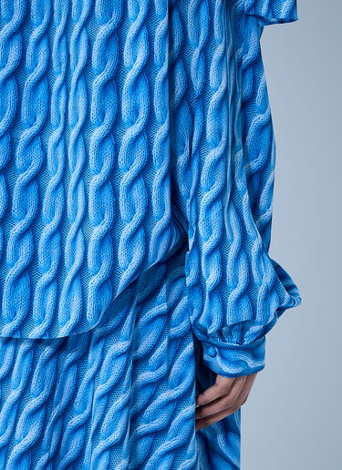 Balenciaga Double Sleeve Pleated Dress Blue bal0259007