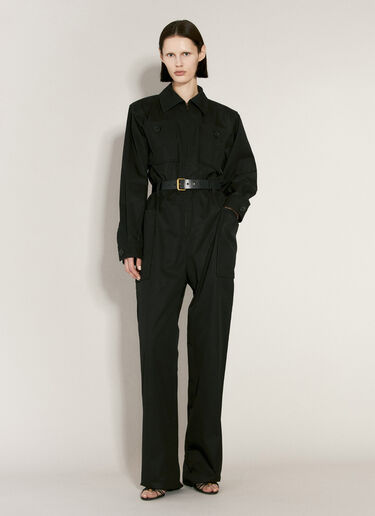 Saint Laurent Cotton Twill Jumpsuit Black sla0256004