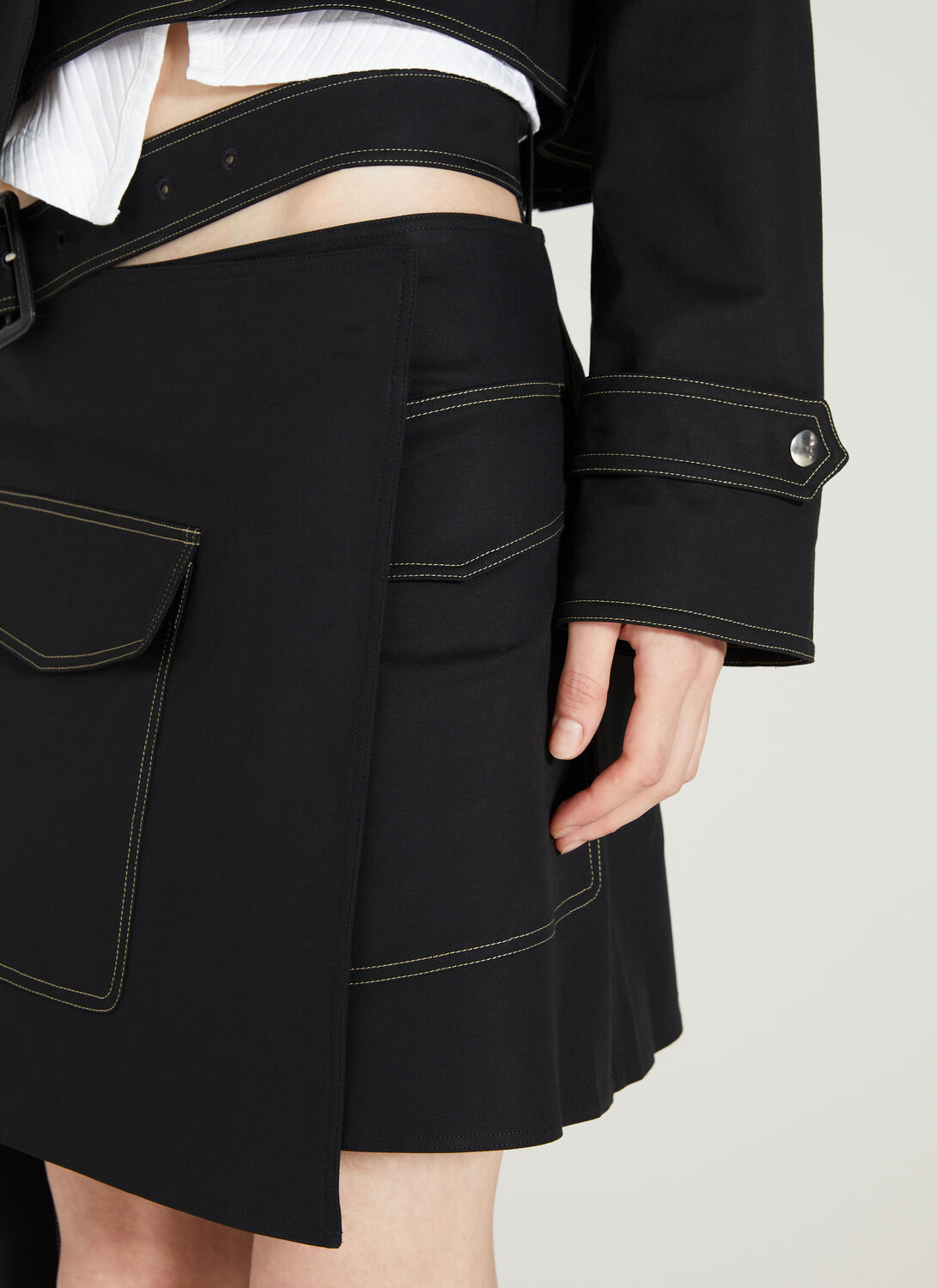 Shop Helmut Lang Trench Wrap Skirt In Black