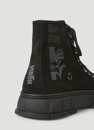 Virón 1982 Waxed Canvas High-Top Sneakers Black vir0346004