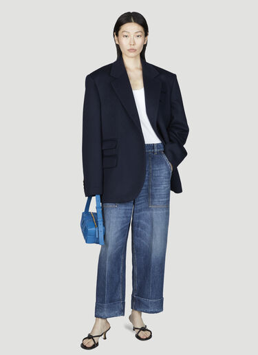 Bottega Veneta Double Wool Cashmere Belted Jacket Navy bov0255106